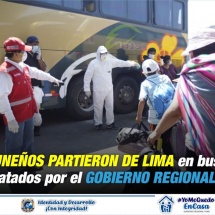 PUNEÑOS PARTIERON DE LIMA EN BUSES CONTRATADOS POR EL GOBIERNO REGIONAL PUNO