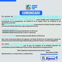 <b>COMUNICADO</b><br>Equipo de Seguimiento del Plan para la Vigilancia, Prevención y Control del COVID-19