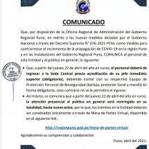 <b>COMUNICADO</b><hr>Para los trabajadores del Gobierno Regional Puno y Público en General.