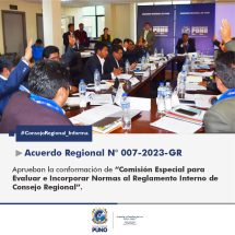 Nota de Prensa <hr> CONFORMAN COMISIÓN ESPECIAL PARA EVALUAR E INCORPORAR NORMAS AL REGLAMENTO INTERNO DE CONSEJO REGIONAL