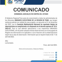 COMUNICADO – DEMANDAS JUDICIALES EN CONTRA DEL ESTADO – LISTA DE OBSERVACIONES ACTUALIZADO AL 10-04-2023