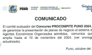 COMUNICADO CONCURSO PROCOMPITE PUNO 2024