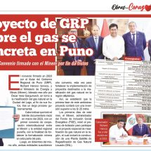 Nota de Prensa <hr> PROYECTO DEL GRP SOBRE EL GAS SE CONCRETA EN PUNO: CONVENIO FIRMADO CON EL MINEM DA FRUTOS